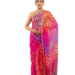 Multi Coloured Pure Georgette Lehariya Saree | Aari, Sequin & Zardozi Work | Jaipurio Designer Collection